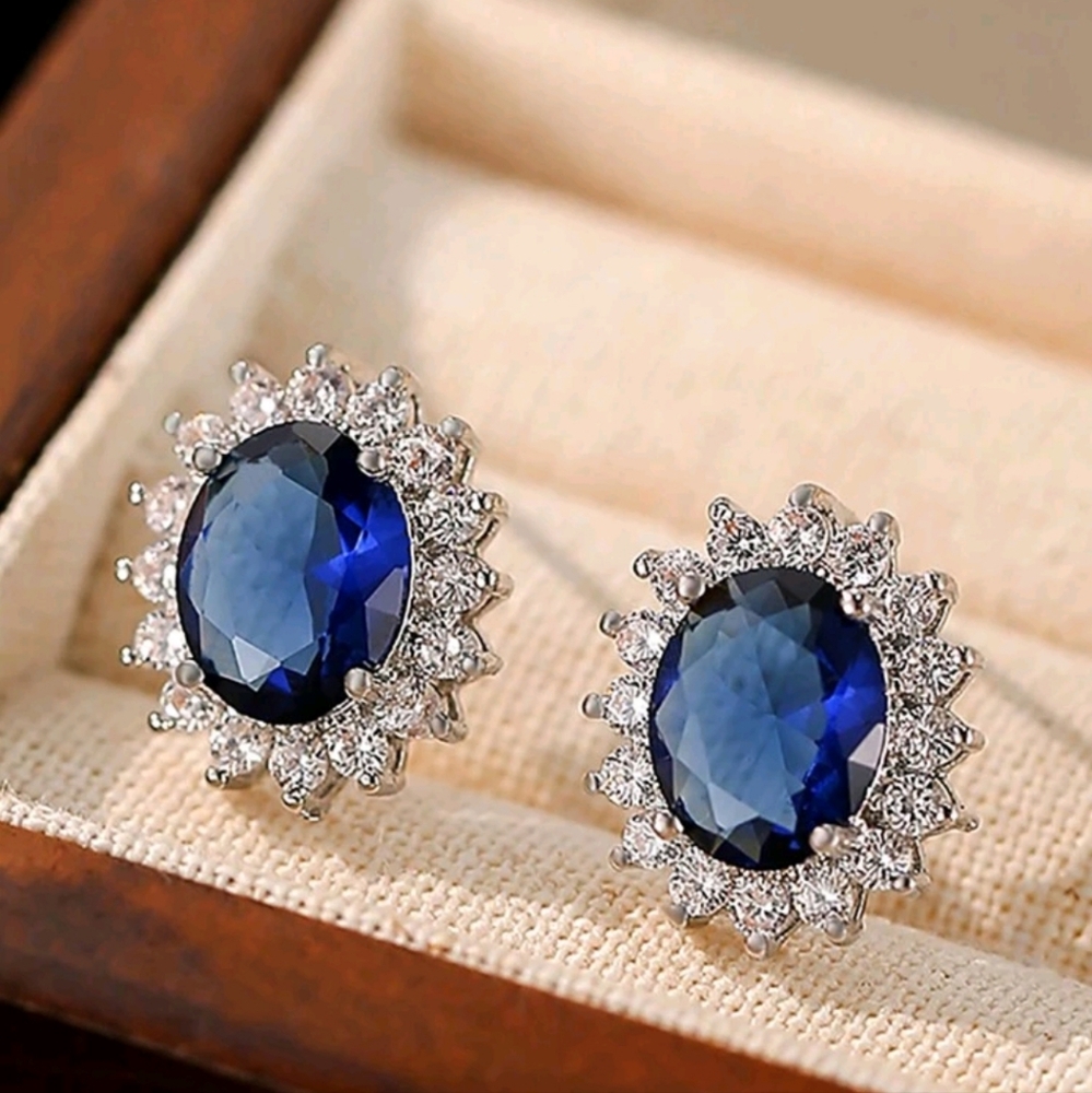 Blue & Silver Stud Earrings